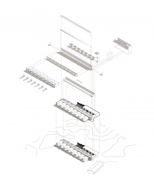 Commercial architecture spa building concept diagram