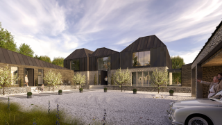 thameside river mansion boat house inspired roof form